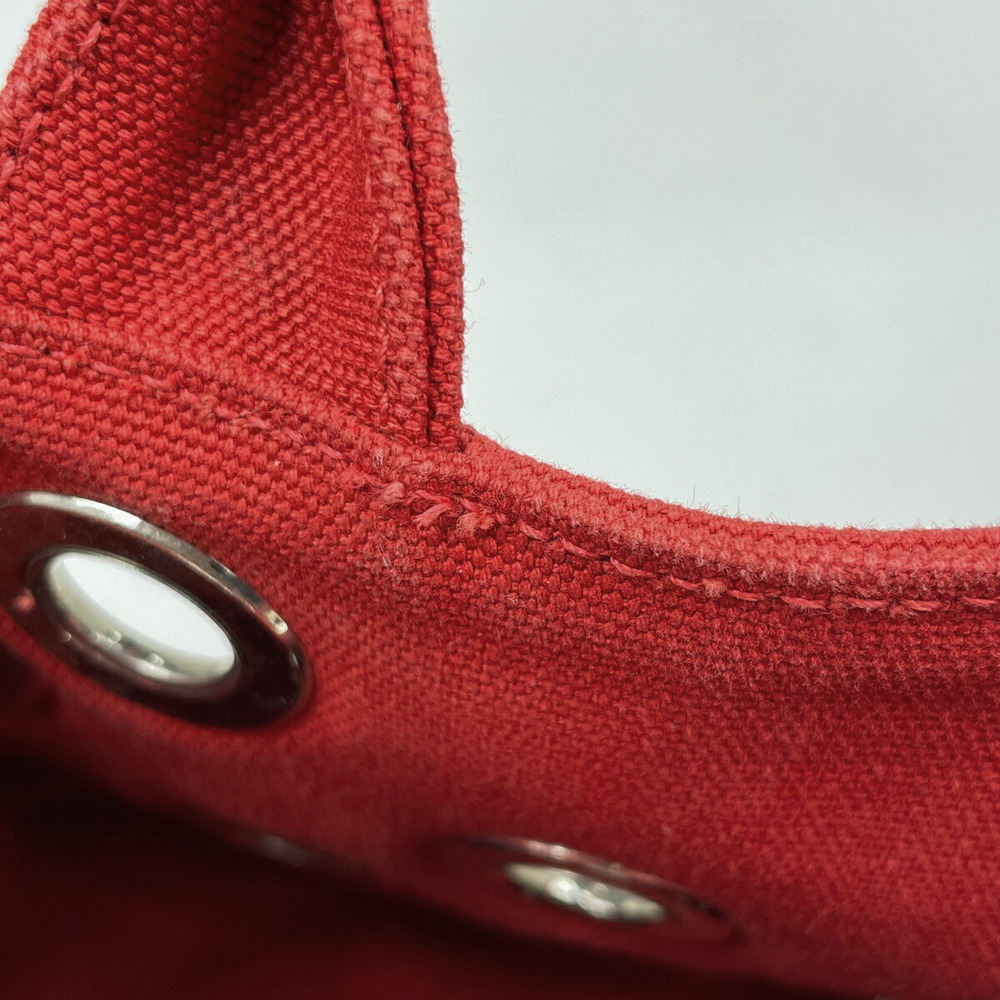 Prada Canapa Tote Shoulder Bag Perforated Canvas Red - Picture 6 of 7